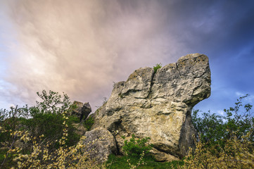 Felsen namens Hölzlstein bei Oggau im Burgenland