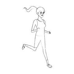 young pretty woman jogging sport icon image vector illustration design  simple sketch line