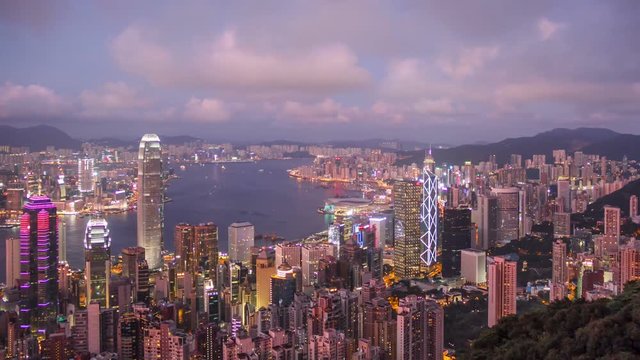 Time lapse sunset in Hong Kong.