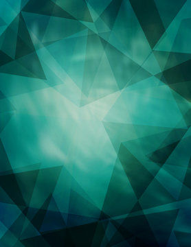 Abstract teal background with dark triangles. Vector graphic pattern