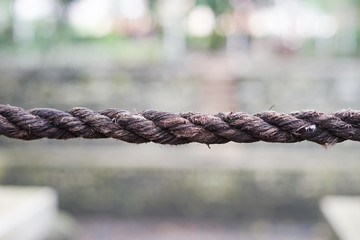 Real big rough and tough rope closeup selective focus