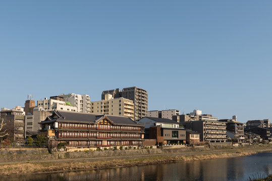 Kamo river view - Kyoto Japan - Gojo bridge