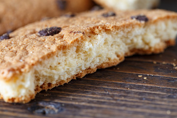 Broken biscuits close-up