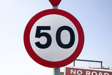50 mph road sign