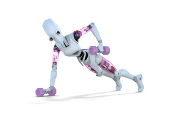 Robot Doing Push Ups With Weights