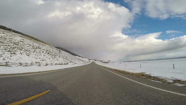Road to Earthquake Lake Southwest Montana Winter Storm Approaching