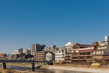 Kamo river view - Kyoto Japan - Matsubara brige