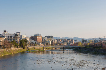 Kamo river view - Kyoto Japan - Shomen bridge