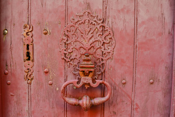 vintage keyhole in a old wood door
