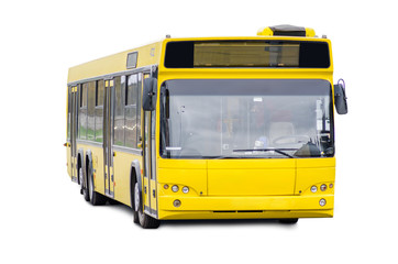 Yellow bus on white background