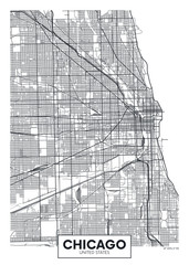 Obraz premium Vector poster map city Chicago