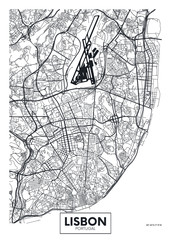 Vector poster map city Lisbon