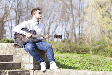 Portrait of a young man outdoors