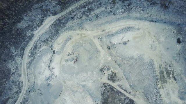 Flying over a stone quarry