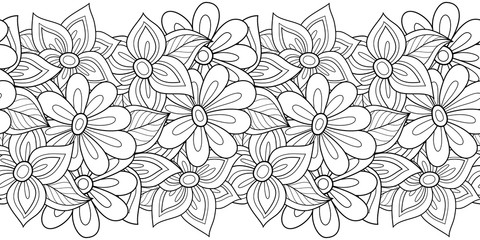 Vector Seamless Monochrome Floral Pattern