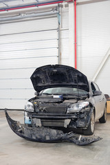 Stupino, Moscow region, Russia - Car in a body shop in Stupino