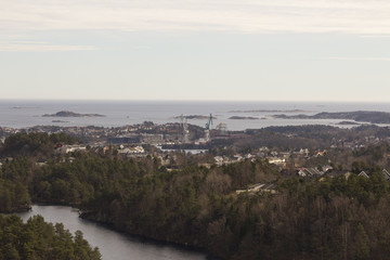 View over the city of Kristiansand in the southern part of Norway.