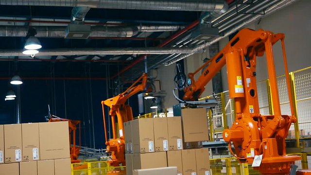 A robot lifting Packing with products
