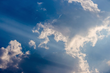 Colorful dramatic sky with cloud at sunset.Sky with sun background