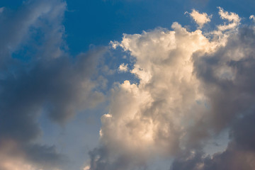 Colorful dramatic sky with cloud at sunset.Sky with sun background