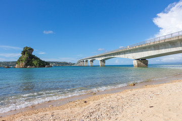 沖縄の青い海と橋　古宇利大橋 Kouri Bridge