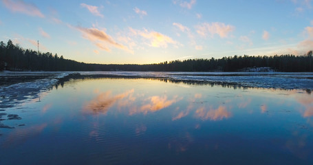 Fototapeta premium Sunset mirror lake