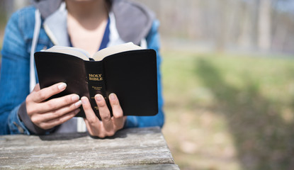 Reading the Word of God the Bible the Holy Book 