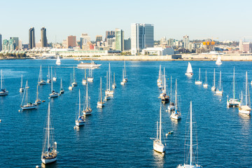 City of San Diego,California Bay and sailboats