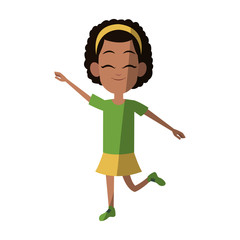 girl dancing, cartoon icon over white background. colorful design. vector illustration