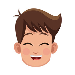 happy boy face, cartoon icon over white background. colorful design. vector illustration