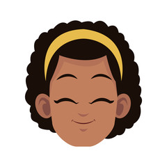 happy girl face, cartoon icon over white background. colorful design. vector illustration