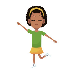 girl dancing, cartoon icon over white background. colorful design. vector illustration