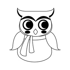 owl with scarf icon over white background. vector illustration