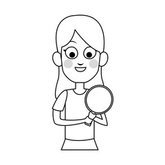 girl with ping pong racket, cartoon icon over white background. vector illustration