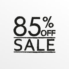 Sale 85 percent price off. Discount tag. Sales concept in vintage style. Vector illustration.