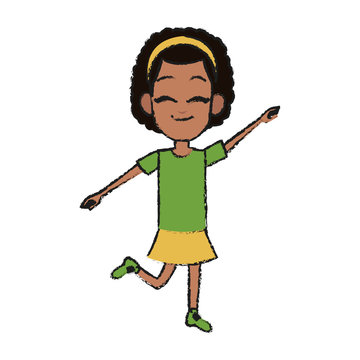 girl dancing, cartoon icon over white background. vector illustration