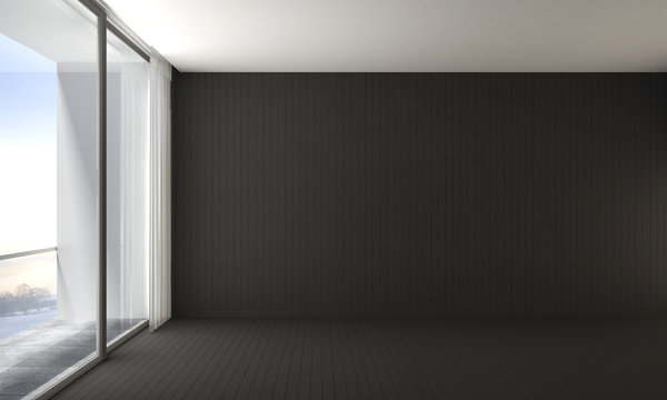 New 3d rendering model scene of black wall empty room interior