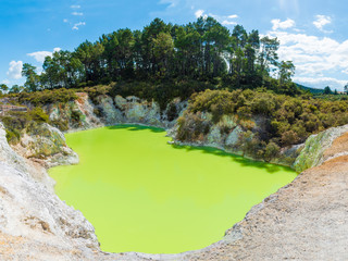Water boiling in Champagne Pool - Wai-O-Tapu, New Zealand