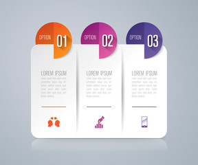 Infographics design vector and business icons with 3 options.