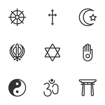 religion symbol icon set