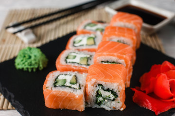Sushi Roll Japanese Food Cuisine Philadelphia Seafood National Concept