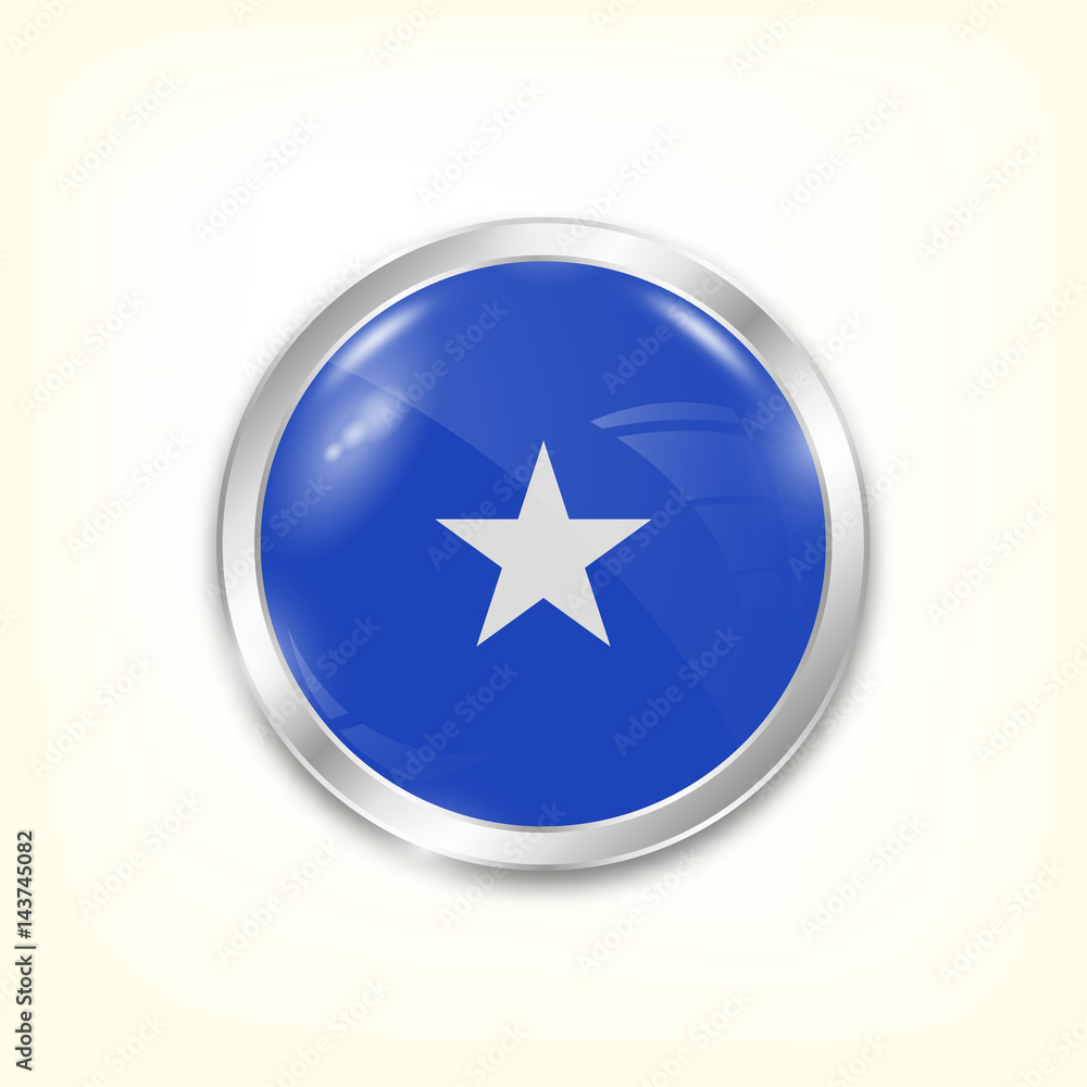 Wall mural round button national flag of somalia with the reflection of light and shadow. icon country. realist