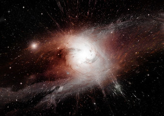 Stars, dust and gas nebula in a far galaxy