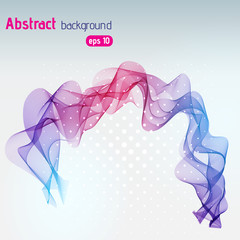 Abstract background with wave lines, vector illustration. Pink, blue, purple.