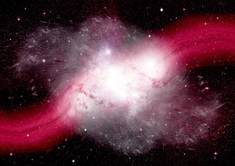 Stars, dust and gas nebula in a far galaxy