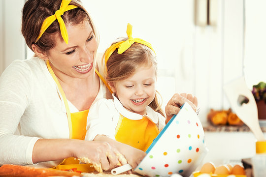 Mum And Daughter Baking Cakes