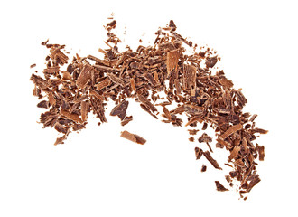 Chocolate chips on a white background