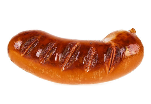 Tasty grilled sausage isolated on a white background