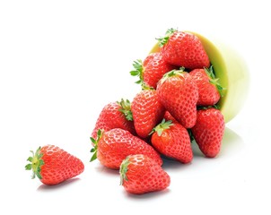 Ripe strawberry on white background