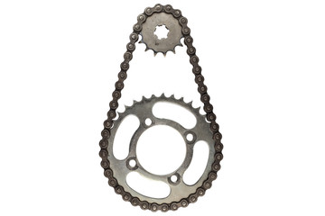 Roller chains with sprockets for motorcycles - obrazy, fototapety, plakaty